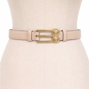 Versace La Medusa Double Coin Logo Beige Leather Belt